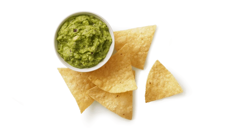 Chipotle tortilla chips with a side of guacamole
